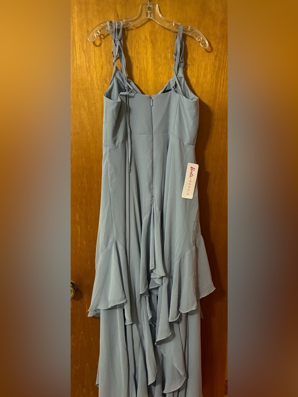 Azazie Dusty Blue High Low Chiffon Dress - Picture 2 of 5